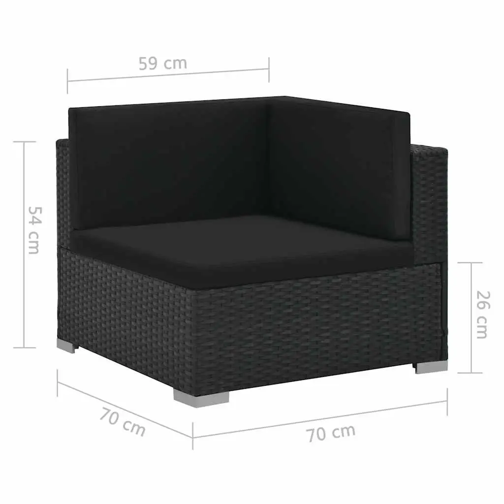 Outdoor Lounge Set Garden Furniture 6 Piece Poly Rattan Sofa with Cushions Black