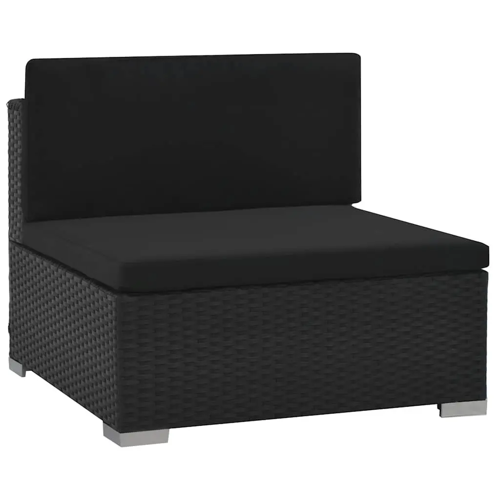 Outdoor Lounge Set Garden Furniture 6 Piece Poly Rattan Sofa with Cushions Black
