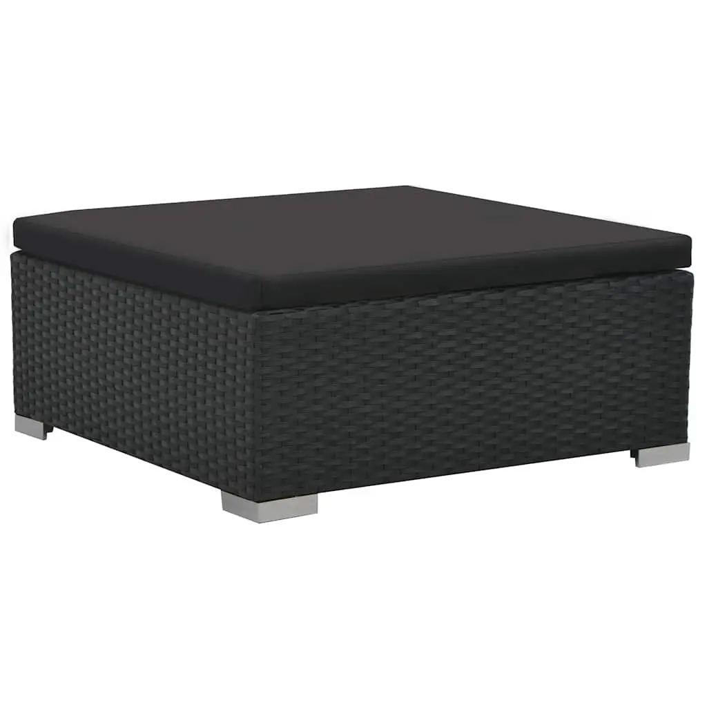 Outdoor Lounge Set Garden Furniture 6 Piece Poly Rattan Sofa with Cushions Black