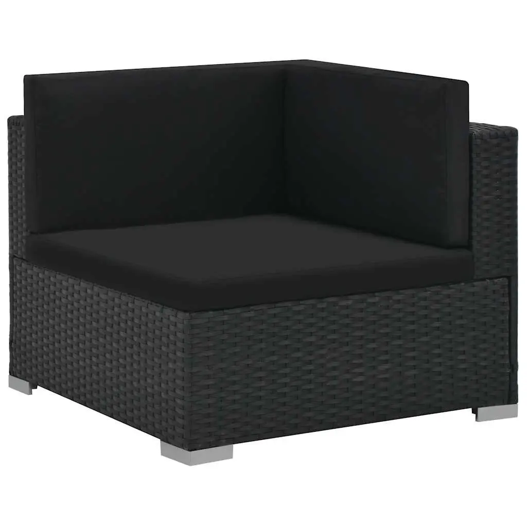 Outdoor Lounge Set Garden Furniture 6 Piece Poly Rattan Sofa with Cushions Black