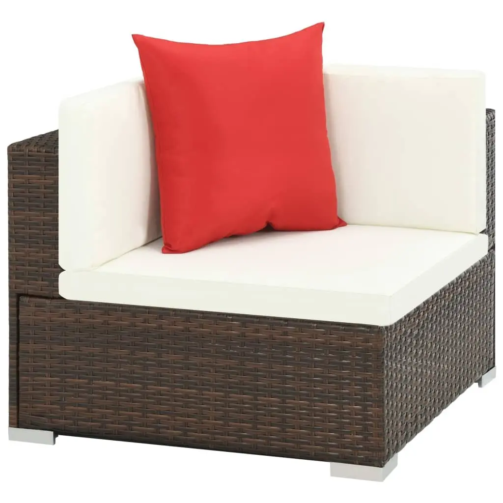 Outdoor Lounge Set 7 Piece Garden Sofa Poly Rattan with Cushions Brown