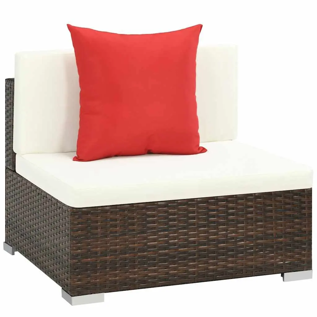 Outdoor Lounge Set 7 Piece Garden Sofa Poly Rattan with Cushions Brown