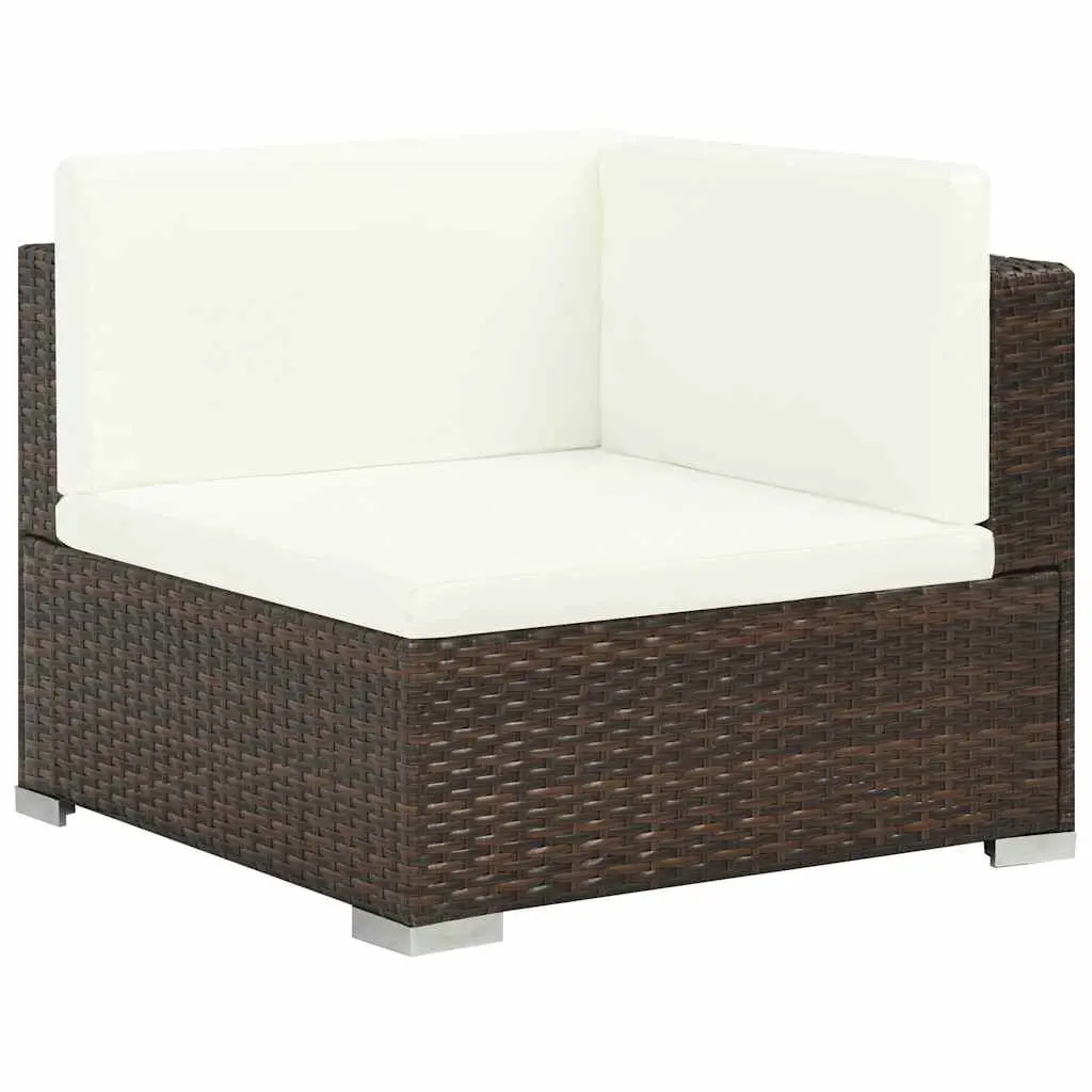 Garden Lounge Set Outdoor Furniture 6 Piece Poly Rattan Sofa with Cushions Brown