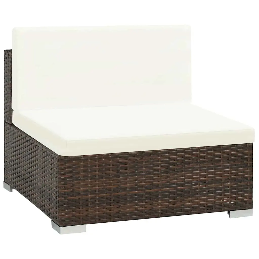 Garden Lounge Set Outdoor Furniture 6 Piece Poly Rattan Sofa with Cushions Brown