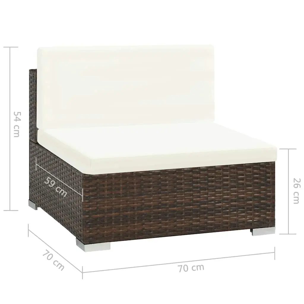 Garden Lounge Set Outdoor Furniture 6 Piece Poly Rattan Sofa with Cushions Brown