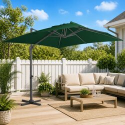 Reliable 400x300 cm Green Cantilever Sunshade Parasol