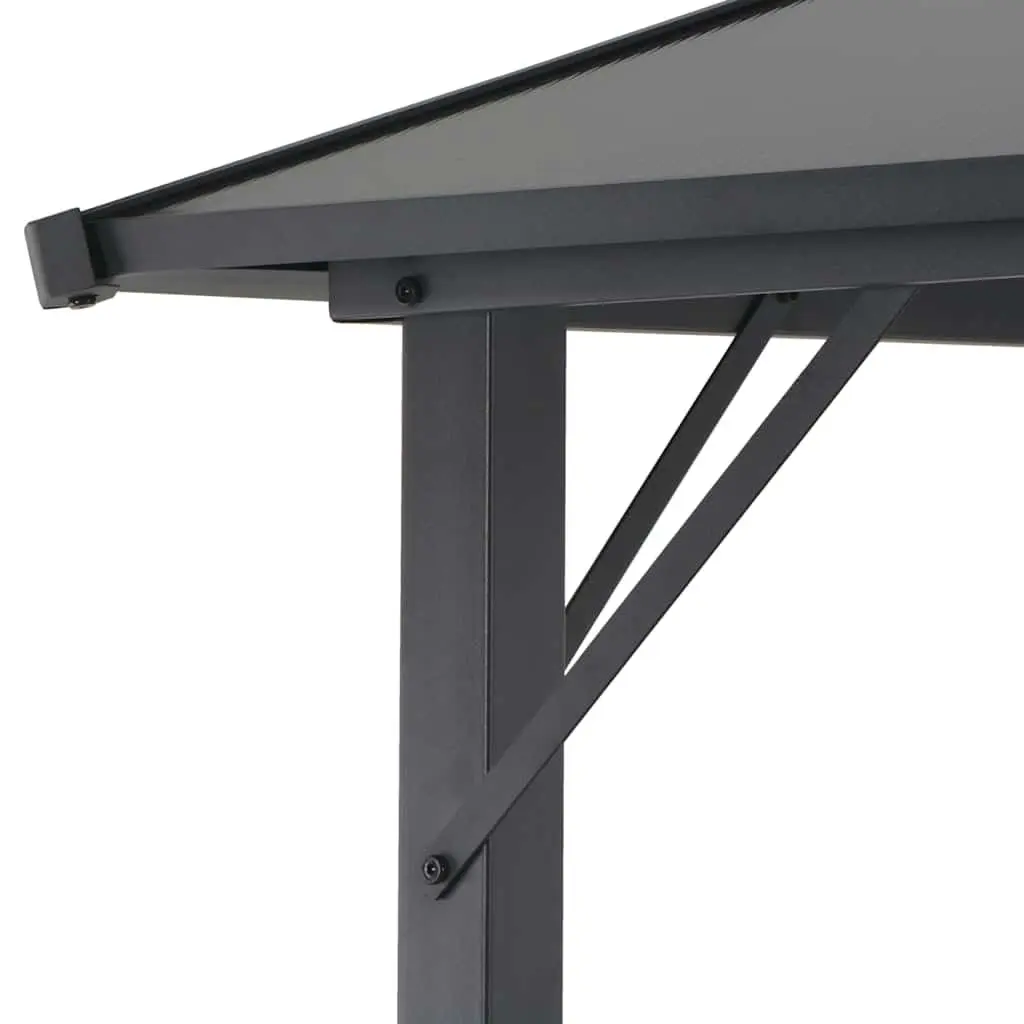 Gazebo Outdoor Sunshade Shelter 4x3x2.6m Black Aluminium Frame UV-Resistant Roof
