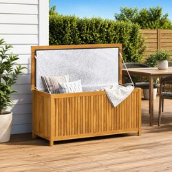 Teak Wood Outdoor Storage Box with Durable Design 120x50x58 cm