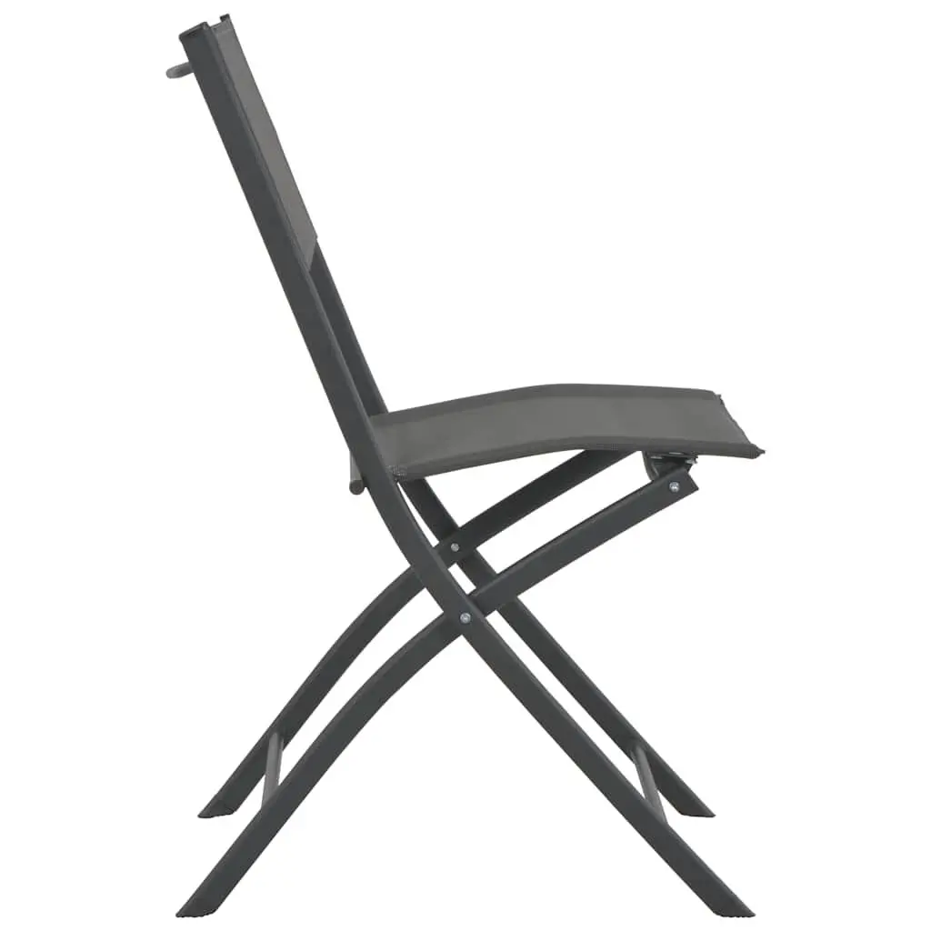 Folding Outdoor Chairs 2 pcs Grey Steel Frame Textilene Fabric Garden Seating