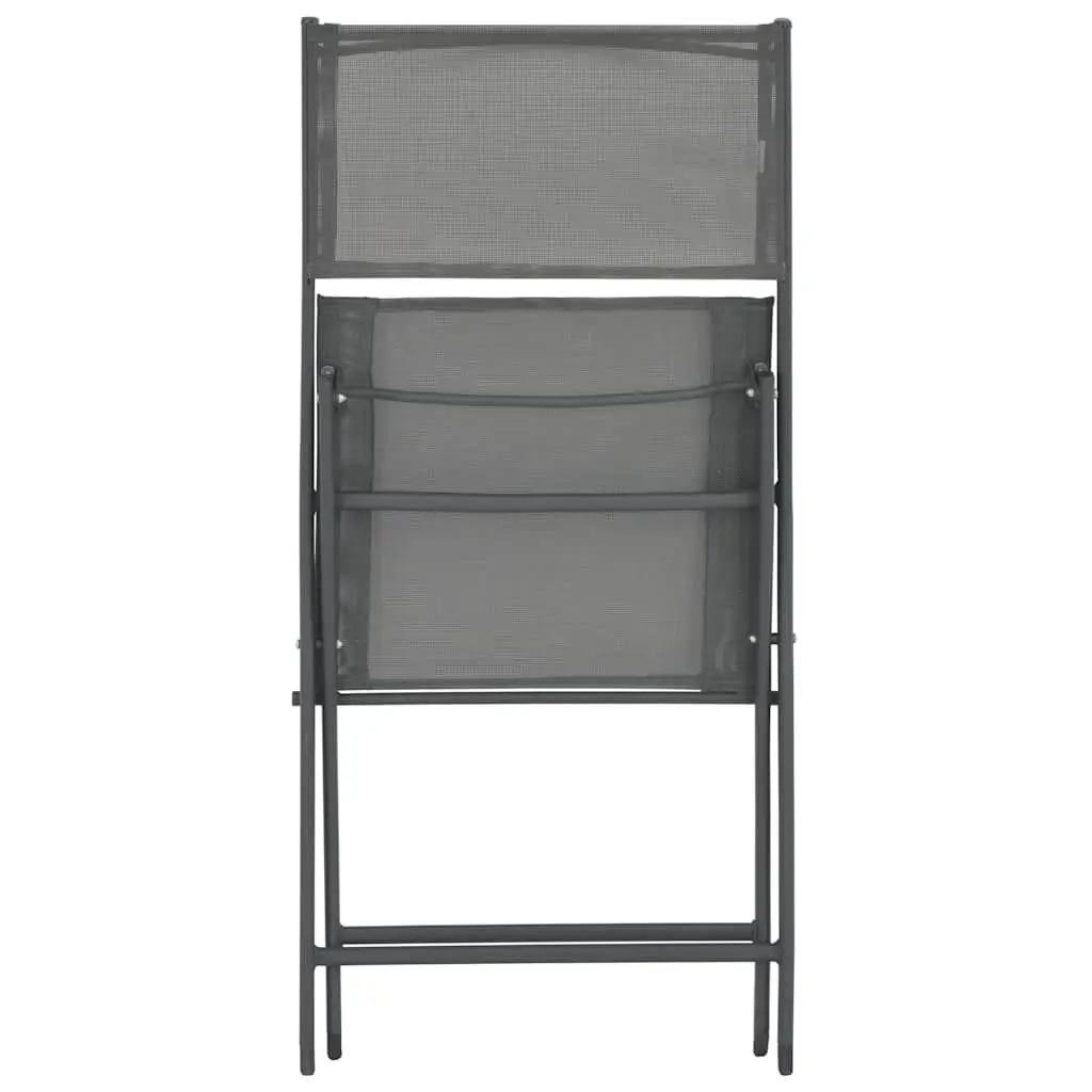 Folding Outdoor Chairs 2 pcs Grey Steel Frame Textilene Fabric Garden Seating