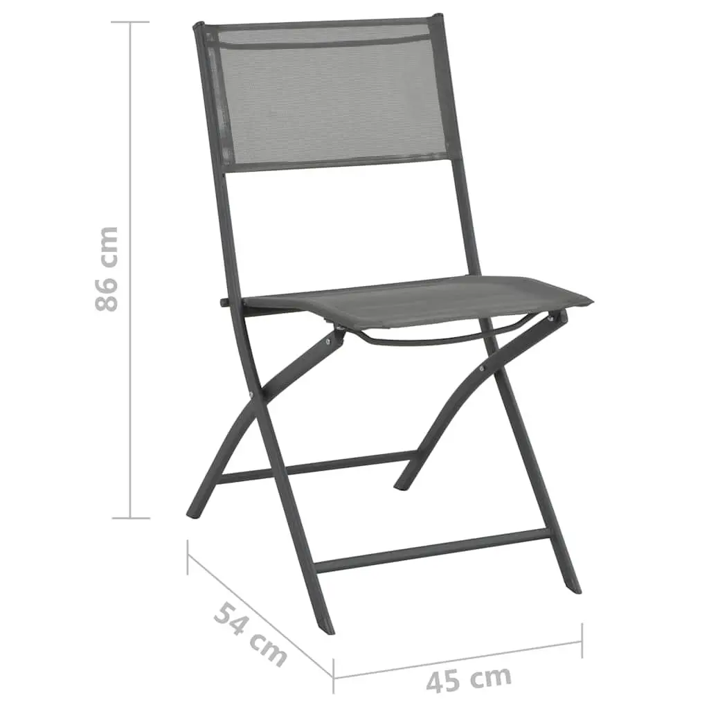 Folding Outdoor Chairs 2 pcs Grey Steel Frame Textilene Fabric Garden Seating