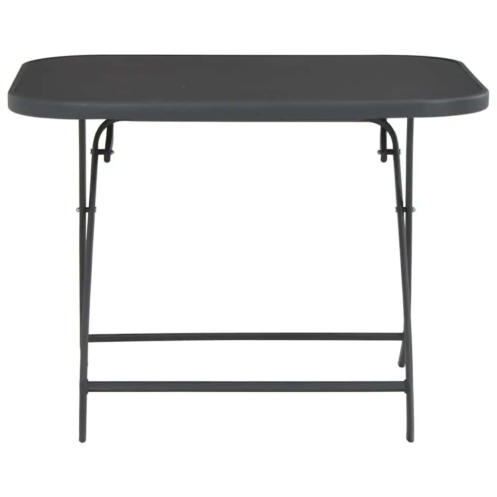 Folding Garden Dining Table Outdoor Patio 100 x 75 x 72 cm Grey Tempered Glass Steel Frame
