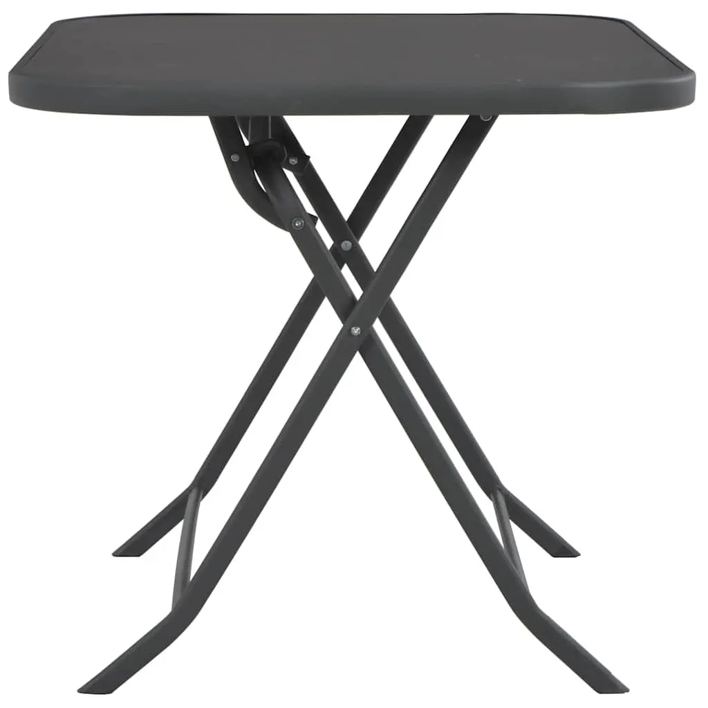 Folding Garden Dining Table Outdoor Patio 100 x 75 x 72 cm Grey Tempered Glass Steel Frame