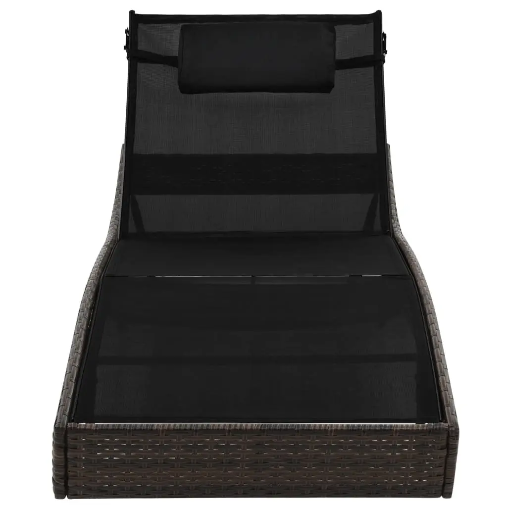 Sun Lounger Adjustable Backrest Outdoor Garden Patio Reclining Bed Brown