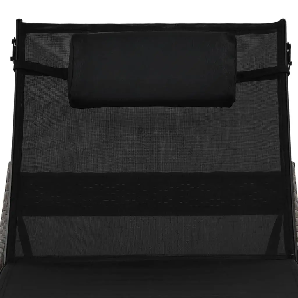 Sun Lounger Adjustable Backrest Outdoor Garden Patio Reclining Bed Brown