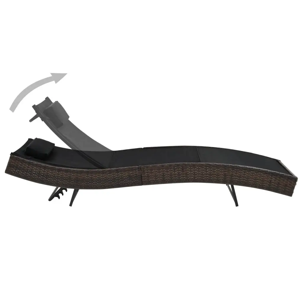 Sun Lounger Adjustable Backrest Outdoor Garden Patio Reclining Bed Brown