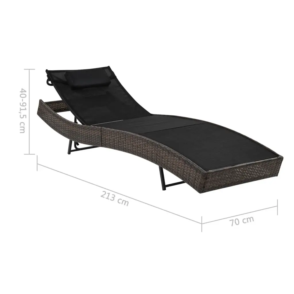 Sun Lounger Adjustable Backrest Outdoor Garden Patio Reclining Bed Brown