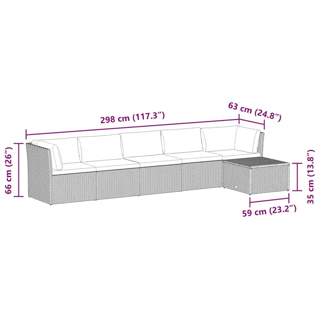 4 Piece Garden Lounge Sofa Set Outdoor Patio Rattan Cushions Grey