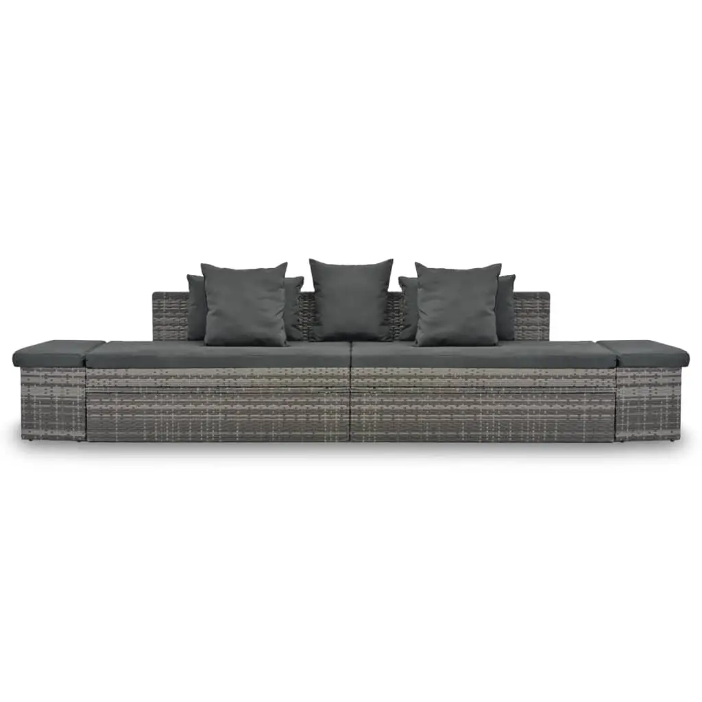 4 Piece Garden Lounge Set with Cushions Outdoor Sofa Sunbed Rattan Grey Patio