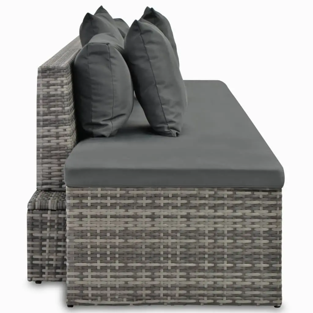 4 Piece Garden Lounge Set with Cushions Outdoor Sofa Sunbed Rattan Grey Patio