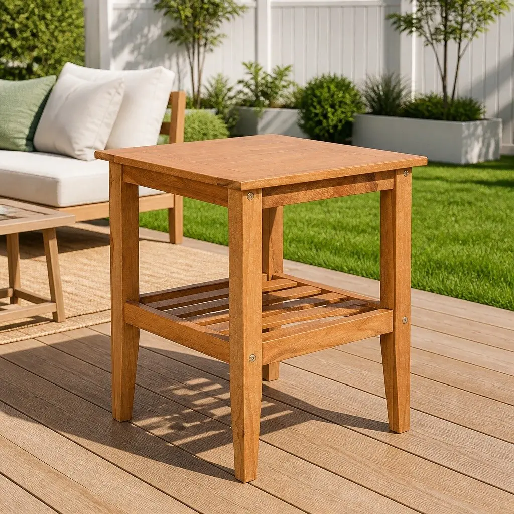 Coffee Table 40x40x50 cm Square Teak Wood Indoor Outdoor Accent Side Table