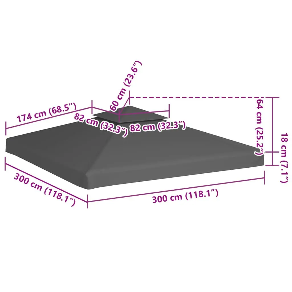 2-Tier Gazebo Top Cover Replacement 3x3 m Outdoor Canopy Roof Shade Taupe