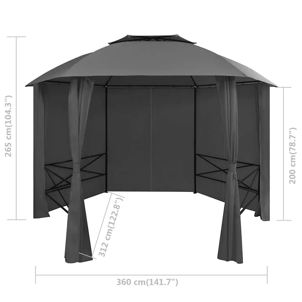 Hexagonal Garden Gazebo Pavilion Tent Outdoor Canopy Sunshade 360 x 265 cm Anthracite
