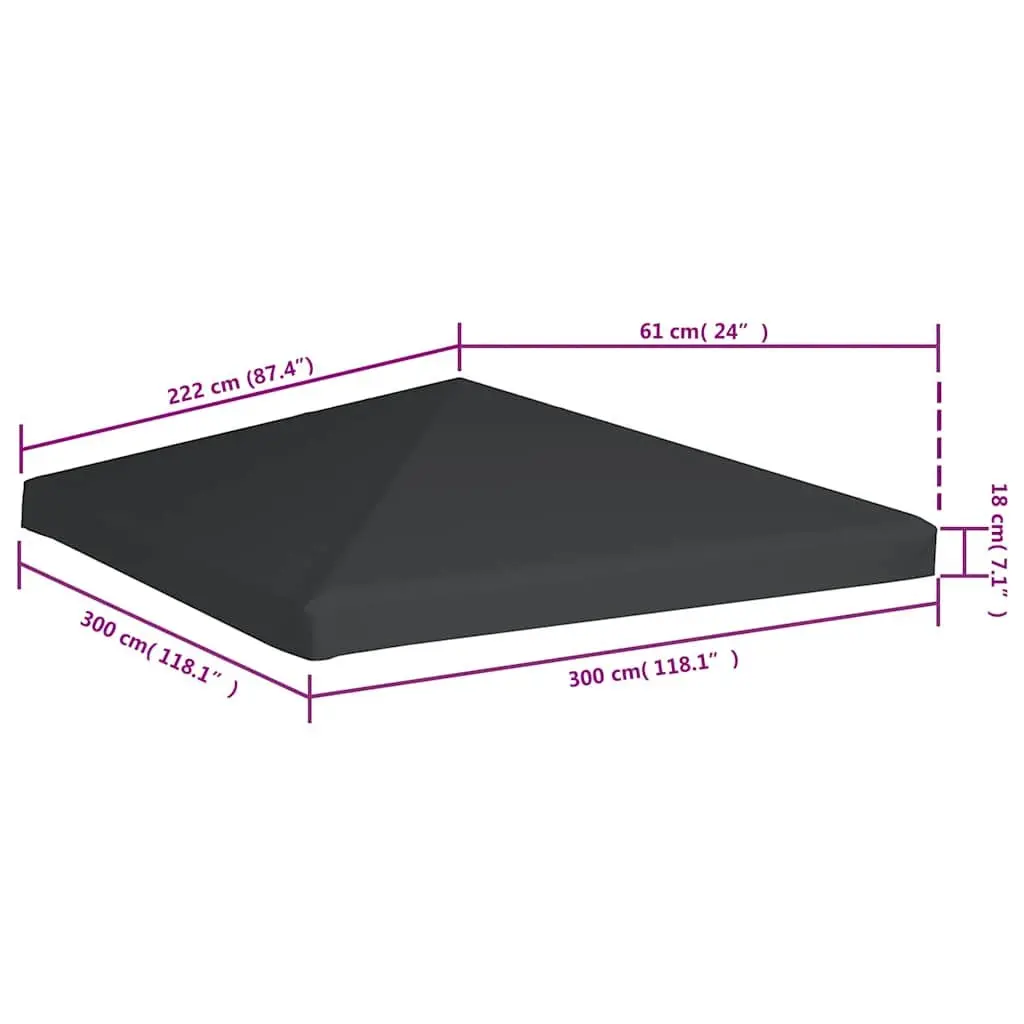Gazebo Top Cover Sunshade 3x3m Grey Waterproof Replacement Canopy Roof