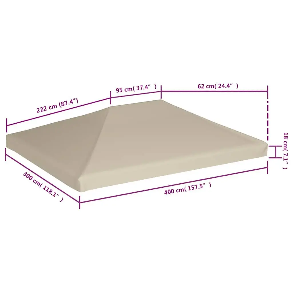 Gazebo Top Cover Replacement Canopy 4x3 m Beige
