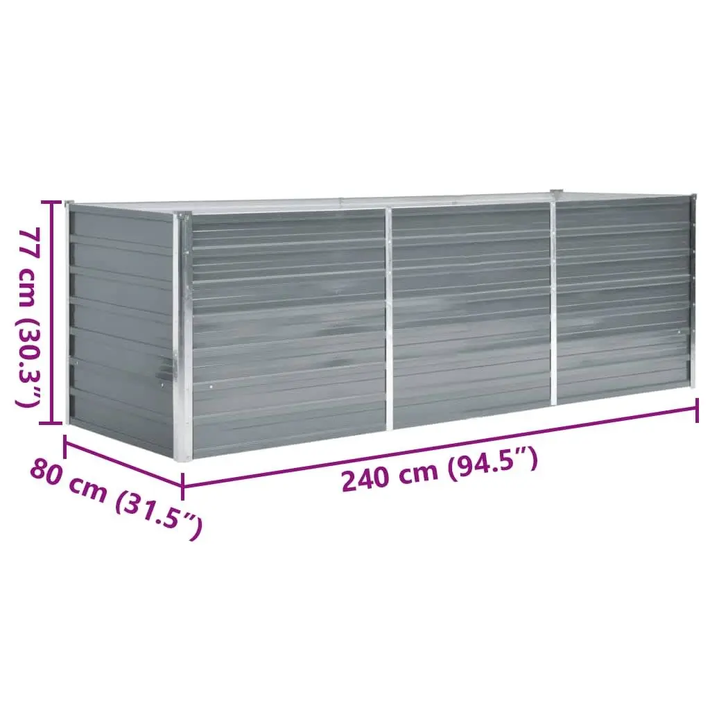 Raised Garden Bed Planter Box Outdoor Vegetables Herbs Flowers 240 x 80 x 77 cm Grey