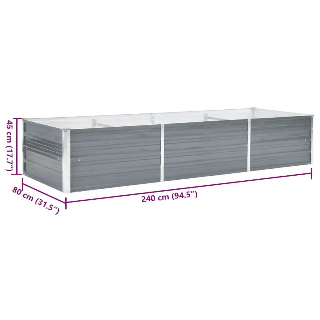 Raised Bed Planter Box Outdoor Vegetable Herb Flower Container 240 x 80 x 45 cm Steel Grey