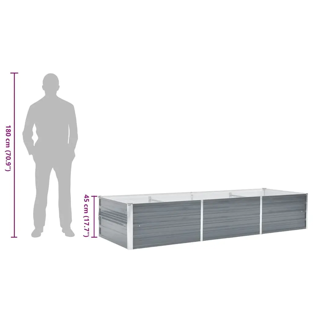 Raised Bed Planter Box Outdoor Vegetable Herb Flower Container 240 x 80 x 45 cm Steel Grey