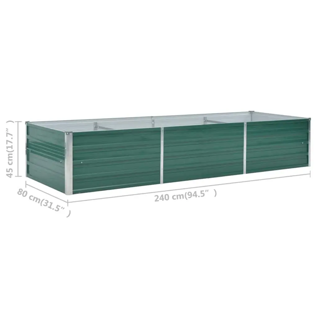 Raised Garden Bed Planter Box Outdoor Vegetables Herbs Flowers 240L x 80W x 45H cm Green Galvanised Steel