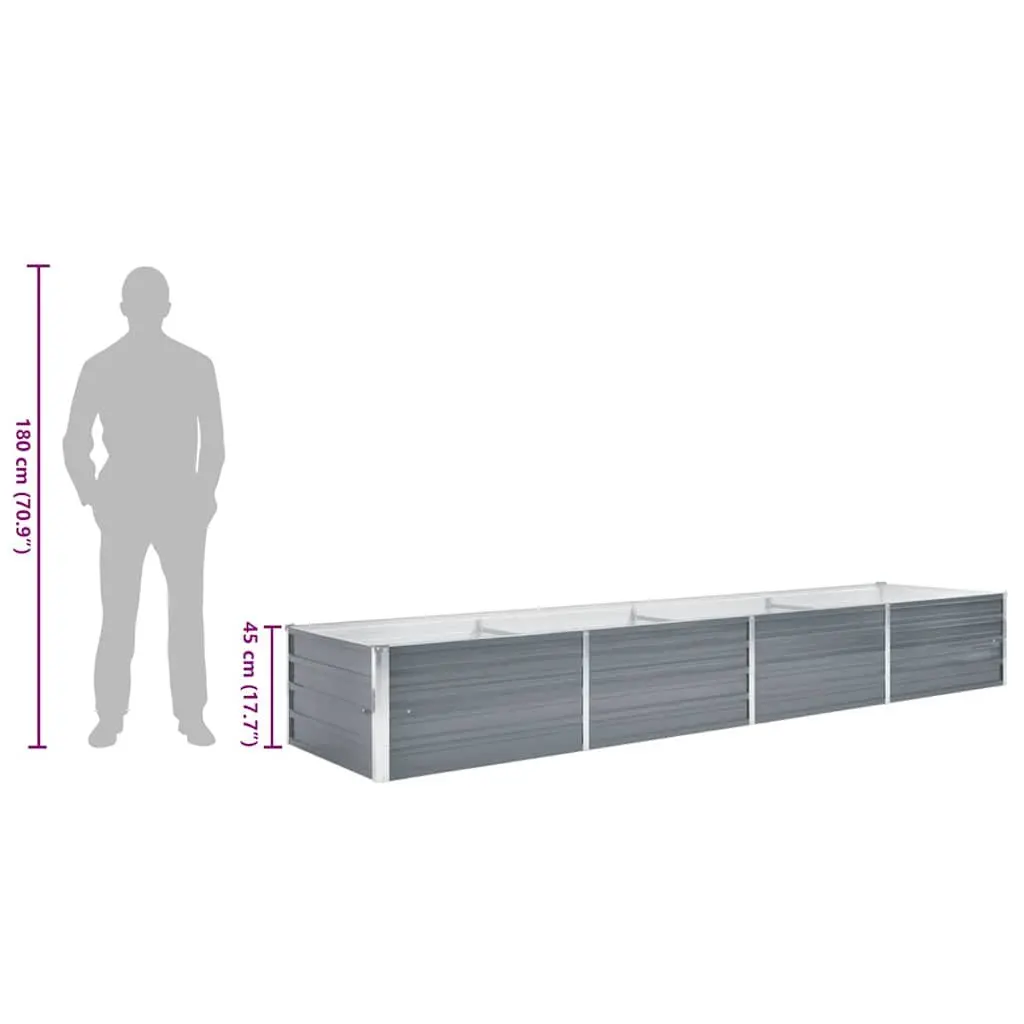 Raised Garden Bed Planter Box Outdoor Metal Steel Construction Grey 320x80x45cm