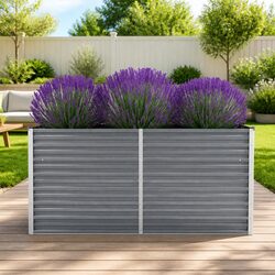 Reliable Grey Raised Garden Bed 160x40x77cm in Galvanised Steel