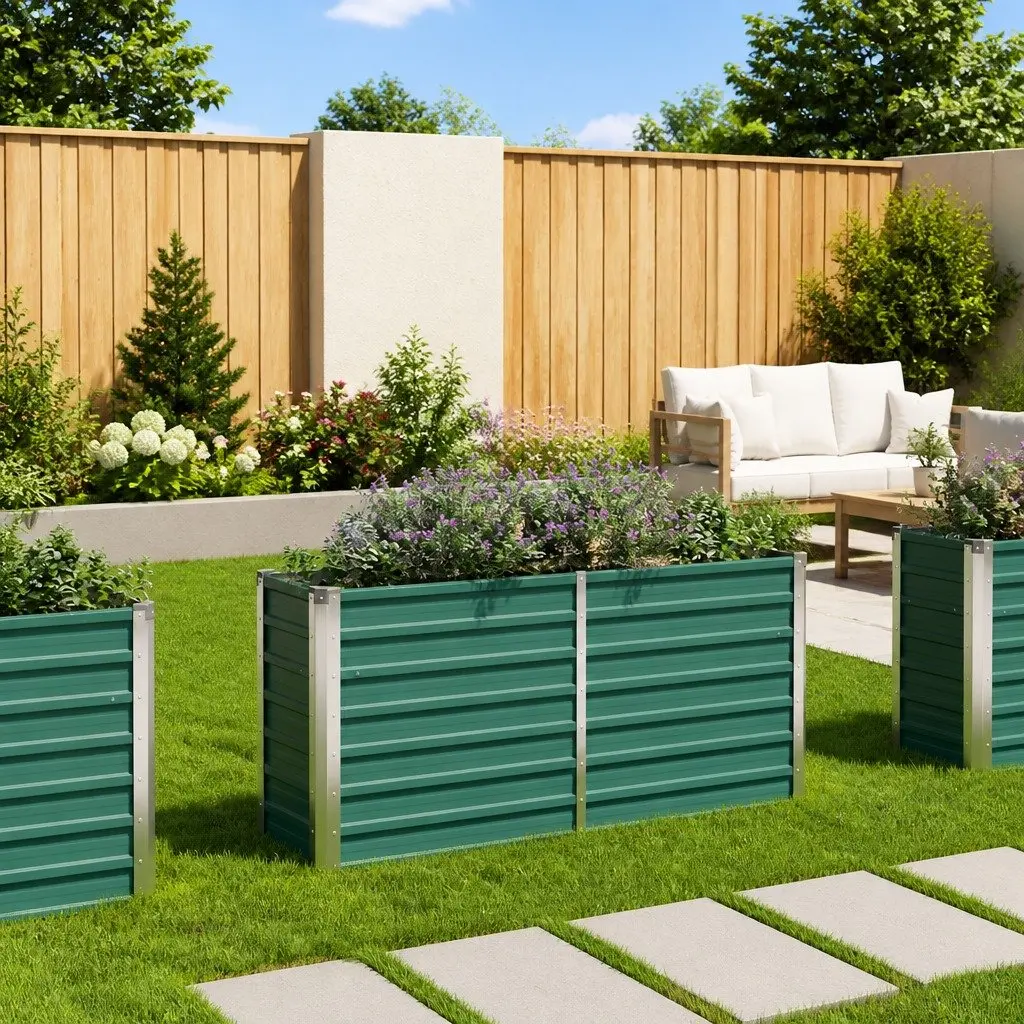 Raised Garden Bed Outdoor Planter Box for Vegetables Flowers Herbs 160 x 40 x 77 cm Green