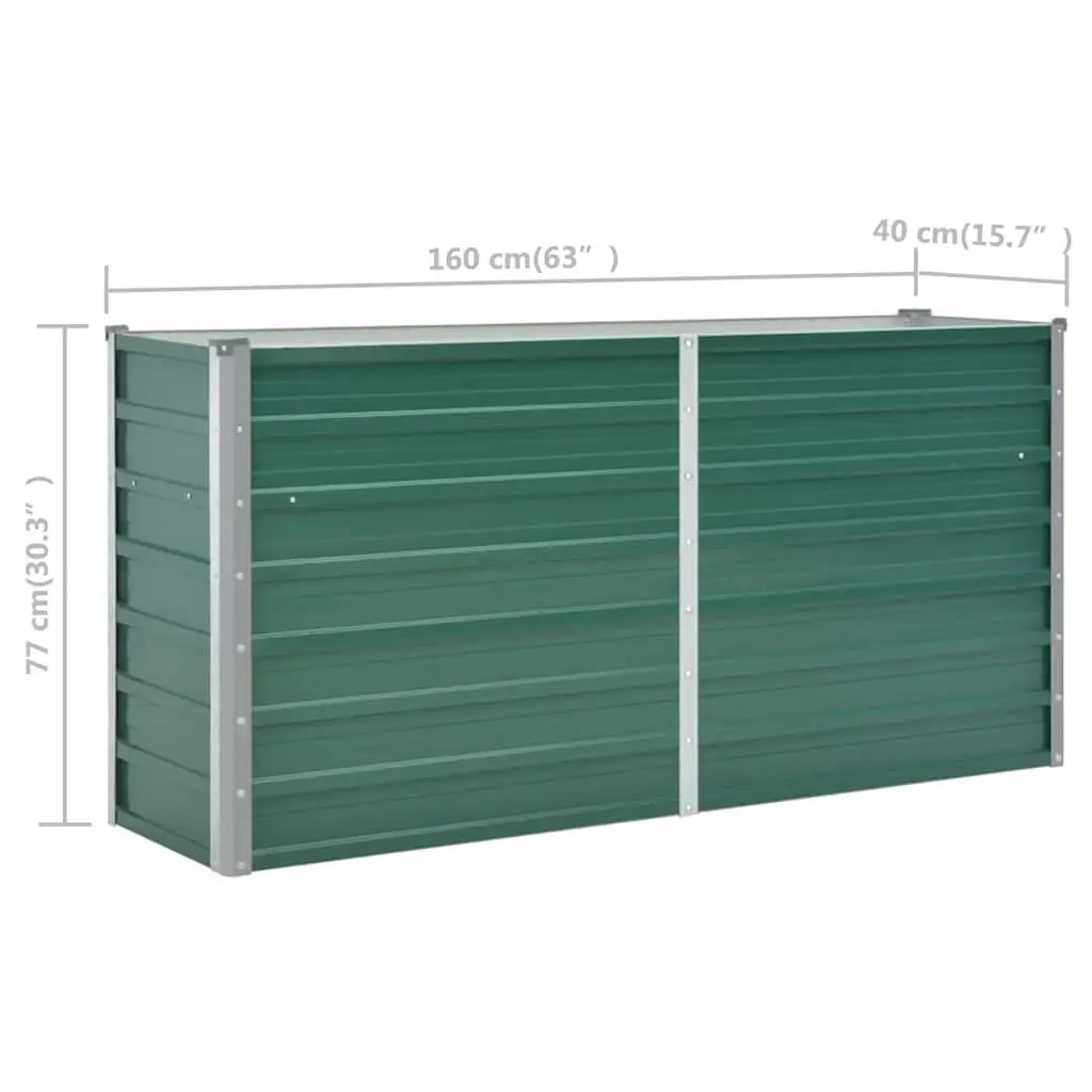 Raised Garden Bed Outdoor Planter Box for Vegetables Flowers Herbs 160 x 40 x 77 cm Green