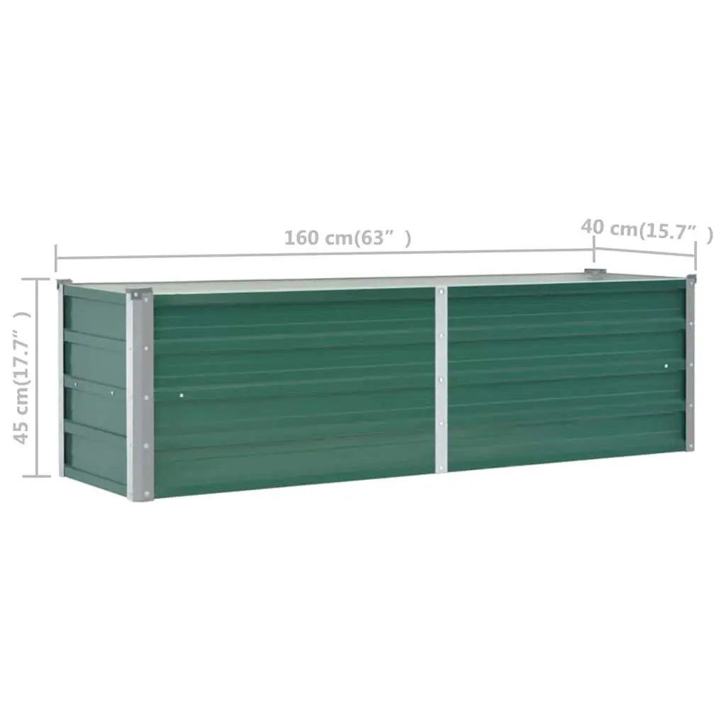 Raised Garden Bed Planter Box Outdoor Vegetables Flowers Herbs 160 x 40 x 45 cm Green