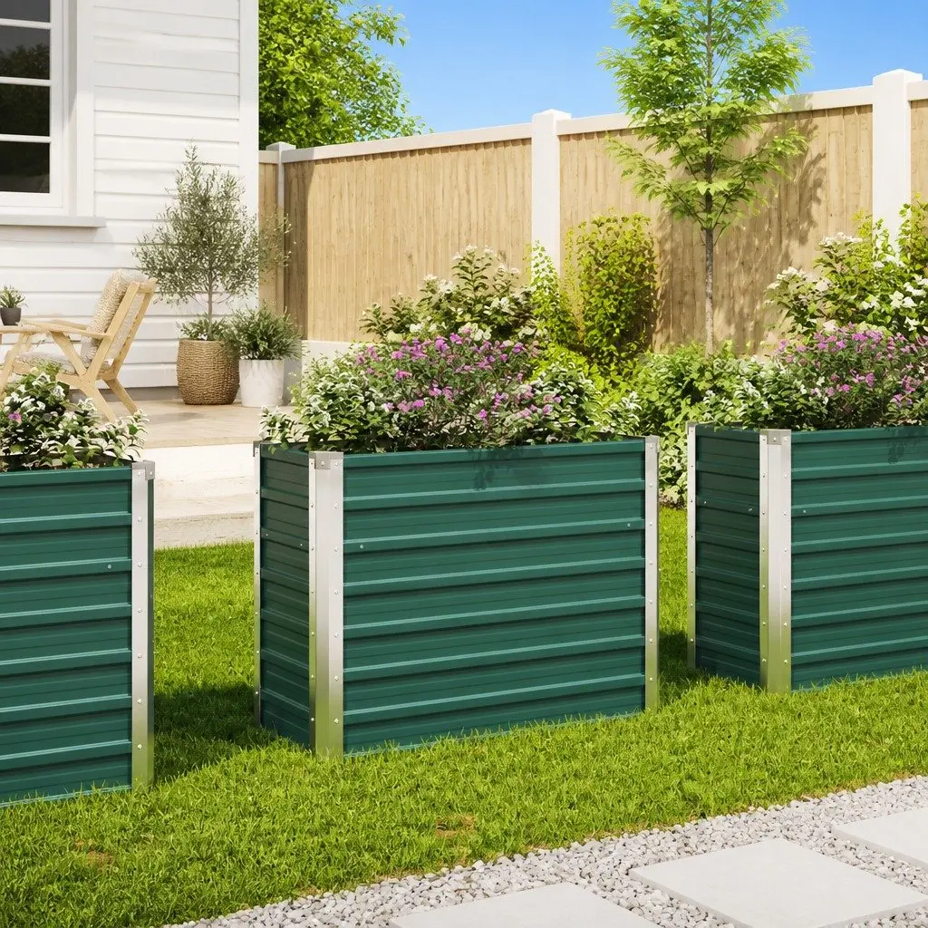 Raised Bed Planter Box Outdoor Vegetable Flower Herb Container 100 x 40 x 77 cm Green