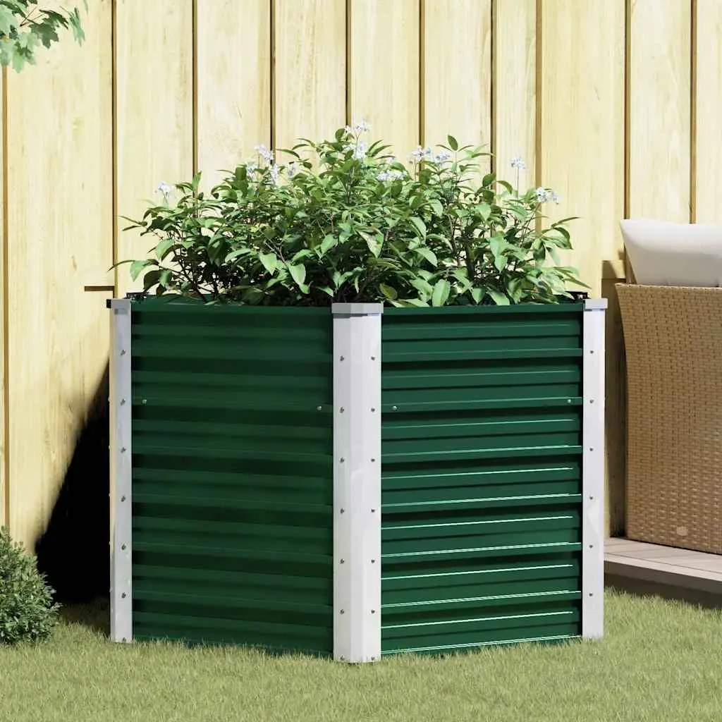Garden Raised Bed Planter Box Metal Steel Outdoor Vegetables Flowers Herbs 129x129x77cm Green