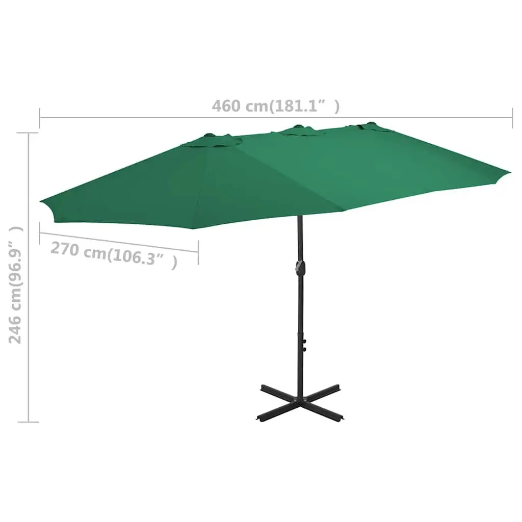 Garden Parasol Outdoor Umbrella 460x270cm Green Double Top Shade Crank Mechanism