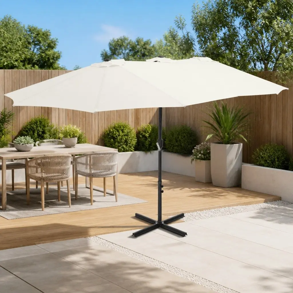 Garden Parasol Sun Shade 460x270cm Beige Outdoor Umbrella