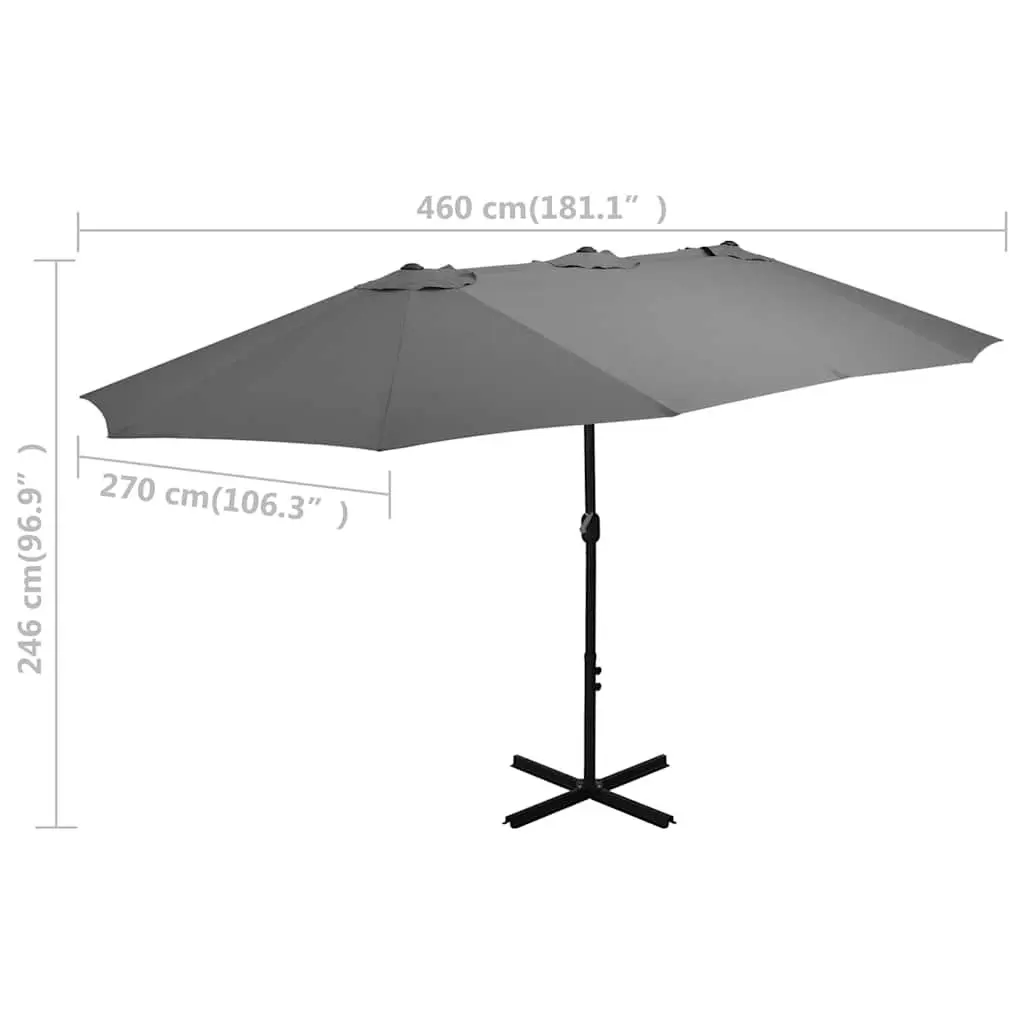 Garden Parasol Outdoor Sunshade 460x270cm Crank Anthracite
