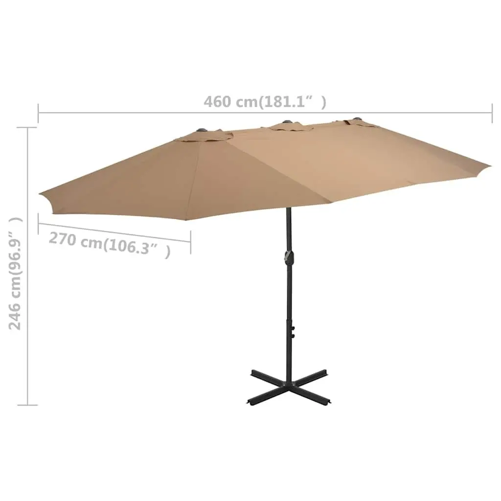 Large Garden Parasol Outdoor Sunshade 460x270 cm Taupe