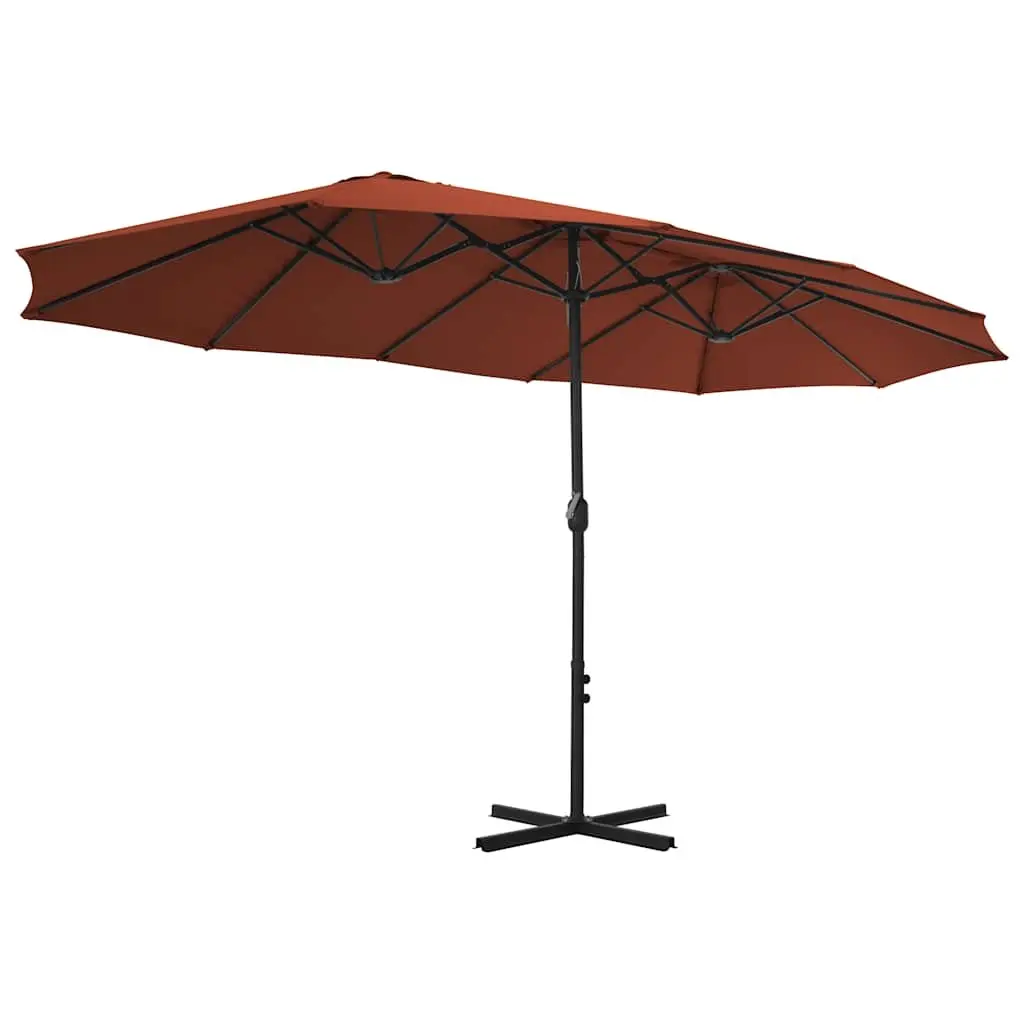 Garden Parasol Double-Top Outdoor Umbrella Shade 460x270 cm Brown