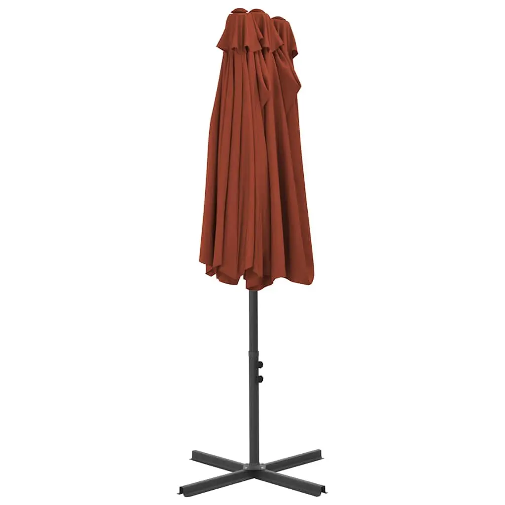 Garden Parasol Double-Top Outdoor Umbrella Shade 460x270 cm Brown