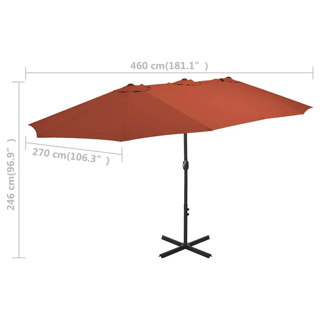 Garden Parasol Double-Top Outdoor Umbrella Shade 460x270 cm Brown