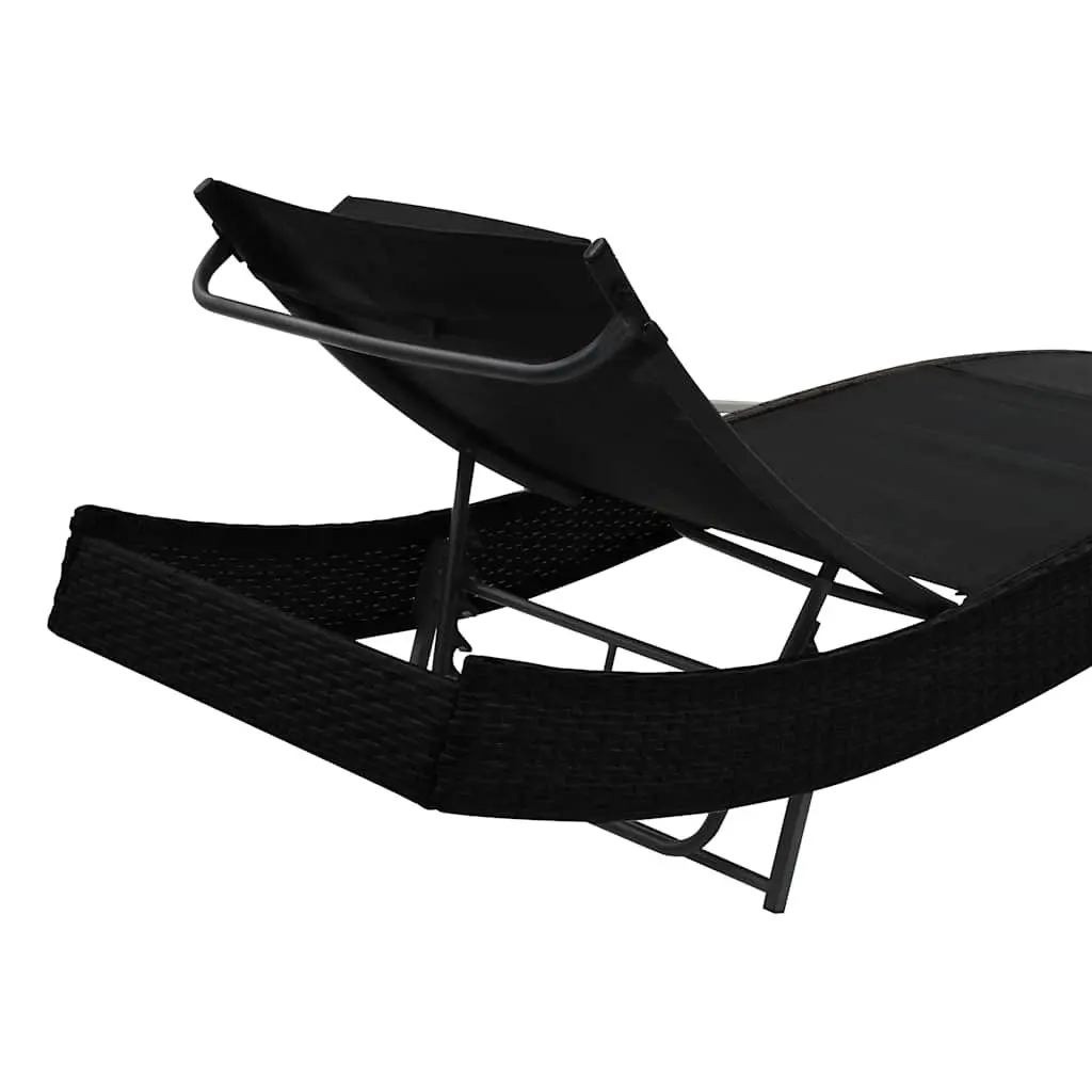 Sun Loungers Set 2 pcs with Side Table Outdoor Garden Patio Relaxing Lounge Beds