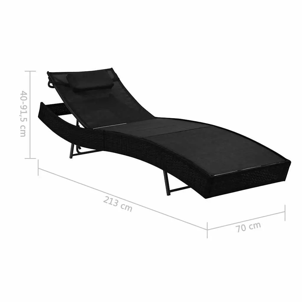 Sun Loungers Set 2 pcs with Side Table Outdoor Garden Patio Relaxing Lounge Beds