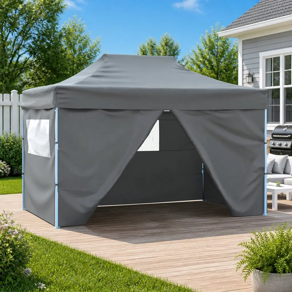 Pop-Up Tent Outdoor Canopy 3x4.5m with 4 Side Walls Anthracite